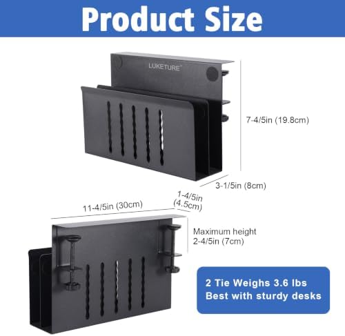 LUKETURE Desk Side Storage, 2 Tie Laptop Holder No Drill Clamp On Organizer - Image 5