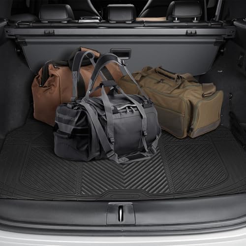 CAR PASS Heavy Duty Rubber Floor Mats Gray Car Mats Full Set with Trunk Cargo Liner - Universal Waterproof Floor Mats for Car SUV Truck, Durable All Weather Automotive Liner Mats (All Black) - Image 6