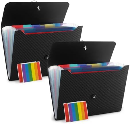 Expanding File Folder File Organizer 13 Pockets File Organizer Accordion Filing Folder Expandable File Folder for Documents Aesthetic Paper Organizer Folder for Work, School, Home, Office, 2Black by Nicfaec
