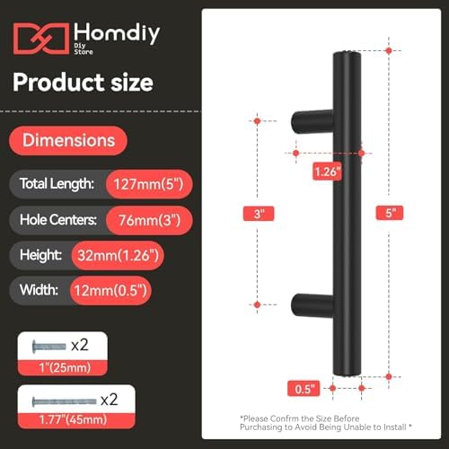 homdiy 50Pack 3in Cabinet Handles Black Kitchen Cabinet Pulls Drawer Pulls for Dresser Drawers - Image 4