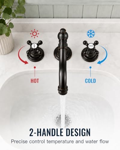 gotonovo Bathroom Faucet 3 Hole Vintage, Oil Rubbed Bronze, Hot Cold Label - Image 3