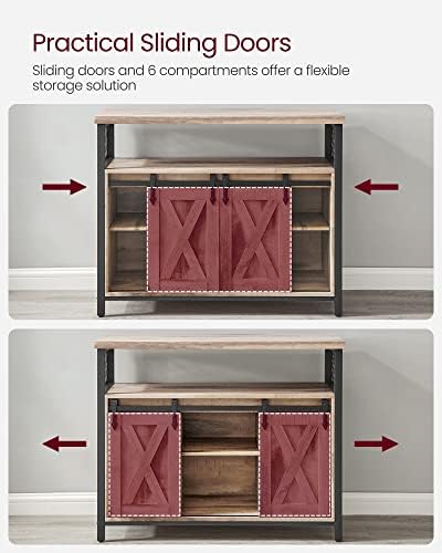VASAGLE Buffet Cabinet, Coffee Bar with 2 Sliding Barn Doors - Image 4