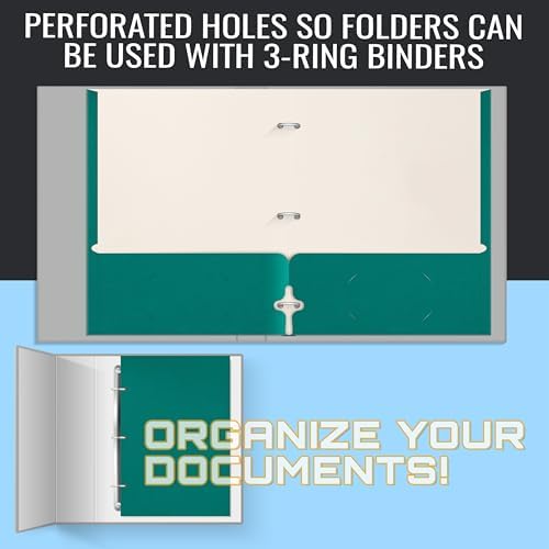 Better Office Products Two Pocket Portfolio Folders, 50-Pack, Teal, Letter Size Paper Folders, 50 Pieces, Teal - Image 5