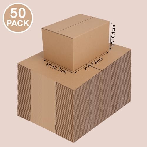 Edenseelake 50 Pack 7x5x4 inches Shipping Boxes Corrugated Cardboard Boxes for Packing, Moving, Mailing, Brown - Image 3