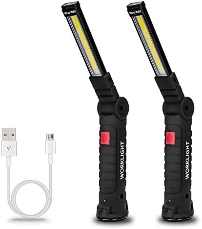 Lmaytech Tool Gifts for Men 2Pack Rechargeable LED Work Lights with Magnetic Base, 360° Rotation,Versatile Lighting for Repairs, Outdoors, Mens Gifts by Lmaytech