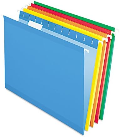 Pendaflex Reinforced Hanging File Folders, Letter Size, Assorted, 1/5 Cut, 25/BX (4152 1/5 ASST) by TOPSProducts
