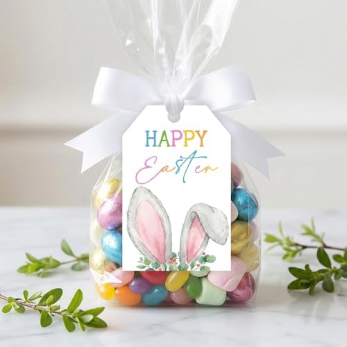 50 Pcs Happy Easter Hanging Gift Tags with String – Personalized Paper Tags for Spring Decorations, Gift Wrap, Candy Bags & Egg Decorating - Image 4