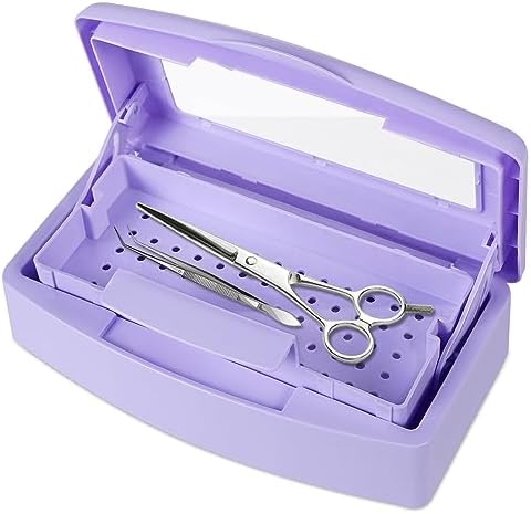 Nail Tool Sterilizer Box Disinfectant Jar Plastic Disinfectant Container Suitable for Nail Tools Hair Salons Beauty Centers and Manicure and Nail Equipment(Purple) by Gusnilo