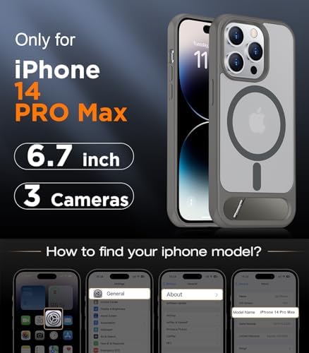 Temdan Magnetic Compatible with iPhone 14 Pro Max Case, [Built-in Invisible Kickstand][Compatible with MagSafe] [Military Grade Shockproof] Slim Translucent Matte Phone Case for iPhone 14 Pro Max 6.7" - Image 2