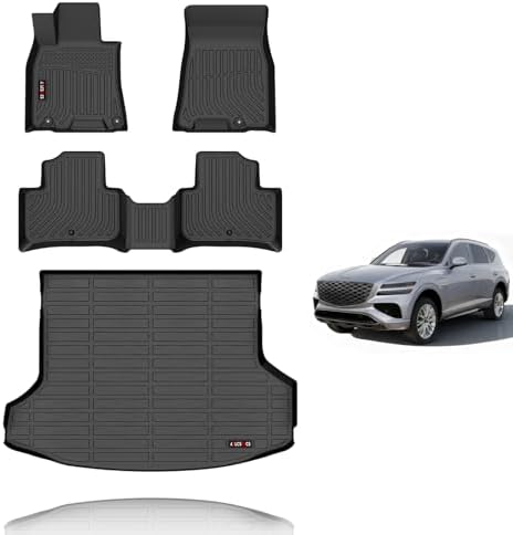 KELCSEECS Floor Mats & Cargo Liner for 2026 2025 2024 2023 2022 Genesis GV70(Not fit Electrified) Car Mats Genesis GV70 All Weather Floor Mats Trunk Mat Accessories Black by KELCSEECS