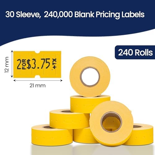 Perco 1 Line Price and Date Guns Yellow Labels - 240 Rolls, 30 Sleeves - Image 3