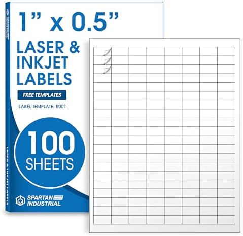 1" X 0.5" Matte White Printable Barcode Labels (100 Sheets, 16000 Stickers) by SpartanIndustrial
