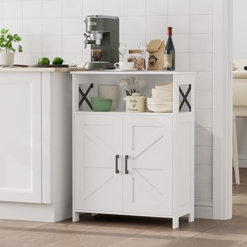 Homhedy Farmhouse Bathroom Storage Cabinet with Doors, Small Floor Cabinet - Image 7