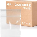 1.5" x 1.5" Small Zip Bags, 24,000 Count, 2 Mil, Zip Top Lock, Resealable by GPI