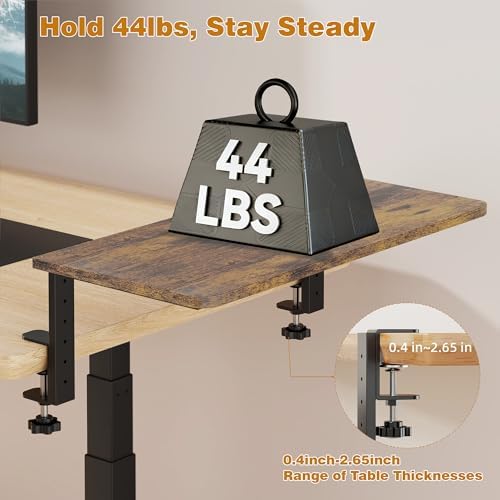Desk Extender, 22-inch Clamp-On Desk Shelf, Height-Adjustable Desktop Shelf Organizer for Monitors Office and Gaming Accessories, Arm Support Table Extension, 44lbs Heavy Duty, Dark Brown - Image 7