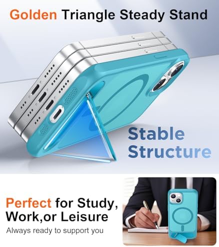 Temdan Magnetic Compatible with iPhone 14 Case/iPhone 13 Case,[Built-in Invisible Kickstand][Compatible with MagSafe][Military Grade Shockproof] Slim Translucent Matte Phone Case for iPhone 14/13 6.1" - Image 5