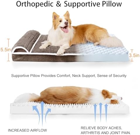 Orthopedic Large Dog Bed Pillow Pet Sofa Bed 56''X40'' Taupe - Image 6