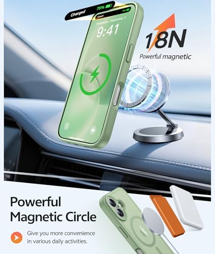 FNTCASE for iPhone 16 Case, Fit for Magsafe, Screen Protector, Light Moss - Image 3
