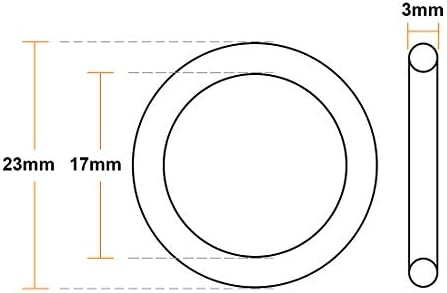 uxcell Fluorine Rubber O-Rings 23mm OD 17mm ID 3mm Width, Metric FKM Sealing Gasket, Pack of 5 - Image 3