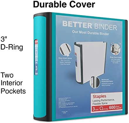 Staples Better Binder, 3-Inch 3-Ring View, Light Blue, 2-Pack - Image 2