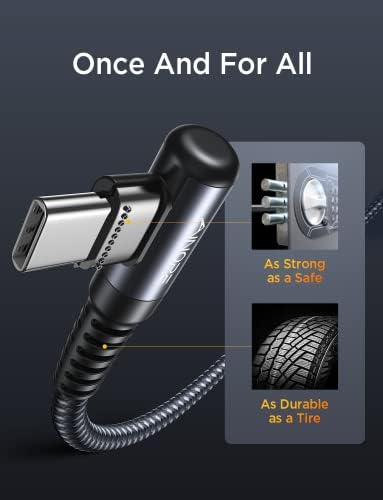 AINOPE USB C Cable 60W 2-Pack 6.6ft Nylon Braided USB C to USB C Cable Type C Charger Fast Charging Right Angle USBC Cable Charger Cord for iPhone 16 Pro Max 15 Plus Samsung S24 S23 iPad Space Gray - Image 6