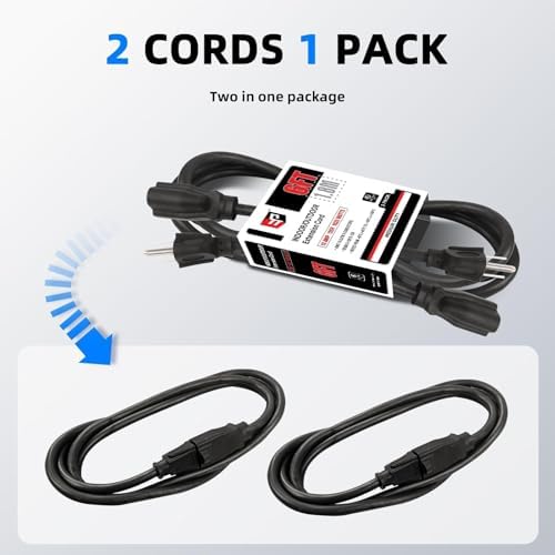 EP 6 FT Outdoor Extension Cord, 16/3 SJTW Heavy Duty Black 2PK, ETL Listed - Image 6