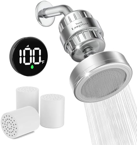 Longriver Tem8 Luxury Filtered Shower Head with Temperature Display by DesignedforaSpa-LikeShower
