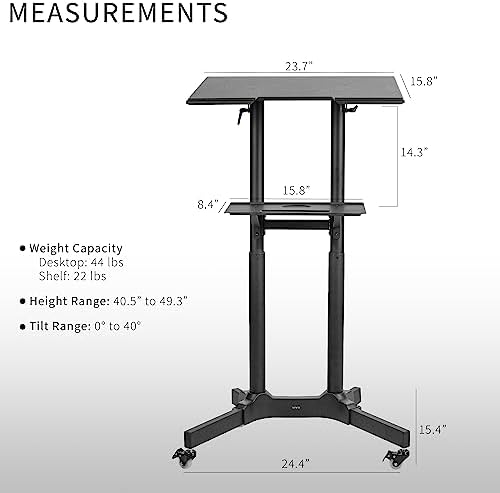 VIVO Black Mobile 24 x 16 inch Lectern Podium, CART-V03E - Image 3