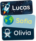 Personalized Name Labels for Kids (60) – Clothing Labels & Daycare Labels – Custom Waterproof Stickers for School Supplies - Space by Teddylabels