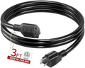 Skrizcable 16/3 Short Extension Cord 3 FT, Black Extension Cord Indoor by Skrizcable