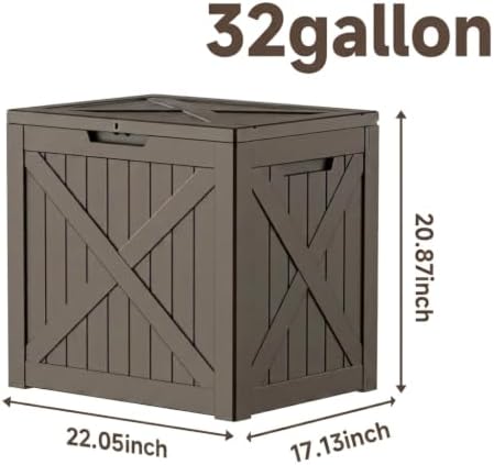 32 Gallon Waterproof Resin Storage Deck Box, Light Coffee - Image 2