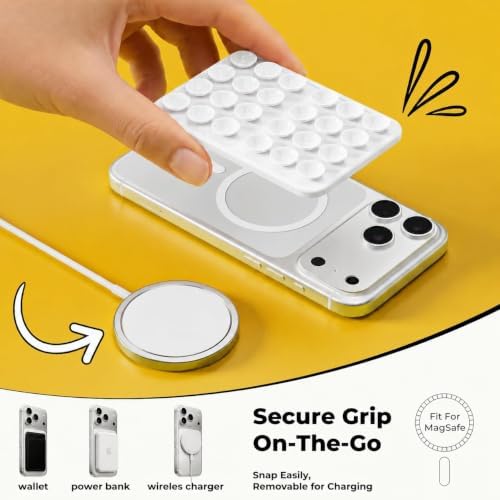 2026 Upgraded Magnetic Suction Sticky Phone Grip for Magsafe Case, White - Image 6