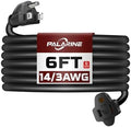 6 Ft Black Outdoor Extension Cord, 14 Gauge Heavy Duty by PALARINE