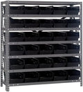 Quantum Storage Systems 1239-102BK Steel Shelving Unit with 4" Shelf Bins, 12" D x 36" W x 39" H, Black by QuantumStorageSystems
