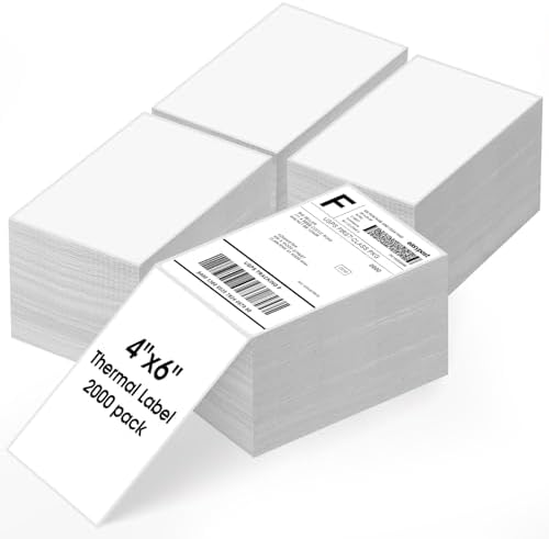 MaxGear 4" x 6" Direct Thermal Shipping Labels, 2000 Fanfold, White by MaxGear