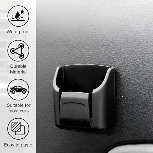 Car Key Fob Holder Box, Adhesive Multifunctional Dashboard Organizer Mount, Easy Access Key Remote & Garage Card Storage Box, Universal for Most Cars (Black) - Image 5