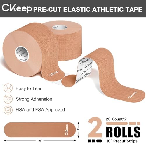 CKeep Kinesiology Tape precut Strips, 40 Count Elastic k Tape, Beige - Image 5