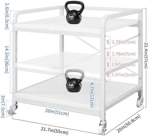 METYERRY Under Desk Printer Stand with Power Outlet, Adjustable Shelf,White - Image 3