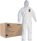 KleenGuard 46114 A30 Elastic-Back & Cuff Hooded Coveralls, White, X-Large (Case of 25) by KLEENGUARD
