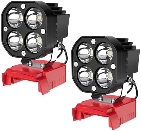 2 Packs Azocek LED Work Light Compatible with Mil-wau-kee 18V Battery by Azocek