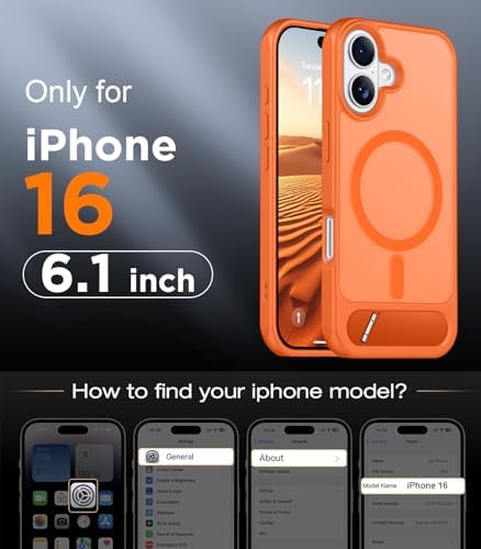 Temdan Magnetic Compatible with iPhone 16 Case, [Built-in Invisible Kickstand][Compatible with MagSafe][Military Grade Shockproof] Slim Translucent Matte Phone Case for iPhone 16 6.1" - Image 2