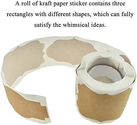 HAHIYO 3*2Inches 150Pcs Natural Brown Kraft Sticker Rectangles of 3 different shapes Label Sticker Roll Blank label Sticker to Write On Permanent Adhesive Dot Sticker for Jar Canning Label Price Tag - Image 5