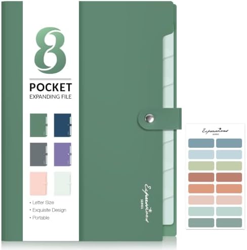 Sooez Elegant Accordion File Organizer, 8 Pocket Expanding File Folder by Sooez