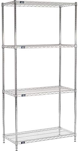Nexel 18" x 42" x 74", 4 Tier Adjustable Wire Shelving Unit, NSF Listed Commercial Storage Rack, Chrome Finish, leveling feet by Nexel