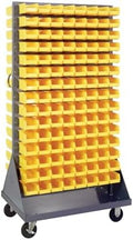 QUANTUM STORAGE SYSTEMS QMD-36H-220YL Solid Mobile Louvered Panel Double Sided Bins Bench Rack 60 Shelves 240 Ultra Stack & Hang Yellow Bins 72" H x 36" W x 25" D by QuantumStorageSystems
