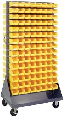 QUANTUM STORAGE SYSTEMS QMD-36H-220YL Solid Mobile Louvered Panel Double Sided Bins Bench Rack 60 Shelves 240 Ultra Stack & Hang Yellow Bins 72" H x 36" W x 25" D by QuantumStorageSystems