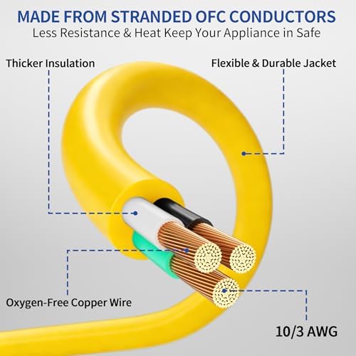 3FT Outdoor/Indoor 10/3 Extension Cord with Lighted, Yellow - Image 3