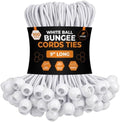 Xpose Safety Bungee Ball Cords 9" 100 Pack Heavy Duty White Stretch Rope with Ball Ties for Canopies, Tarps, Walls, Cable Organization by XposeSafety