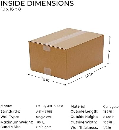 (18 x 16 x 8) - (25 Pack) Corrugated Cardboard Boxes for shipping and moving up to 65 lbs - Image 2