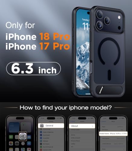 Temdan Magnetic for iPhone 18 Pro Case/iPhone 17 Pro Case Stand Black - Image 2